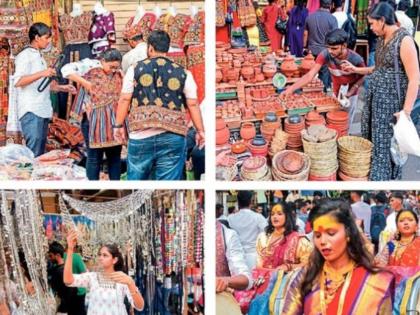 in mumbai navratri 2024 shopping in the market to welcome adishakti a gathering of women on the sunday before navratri festival | आदिशक्तीच्या स्वागतासाठी बाजारपेठेत खरेदीला उधाण; नवरात्रोत्सवापूर्वी महिलांची लगबग