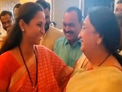 MP Supriya Sule met Ajit Pawar's wife Sunetra Pawar in baramati | एकीकडे टोकाचा विरोध अन् दुसरीकडे गळाभेट, सुप्रिया सुळे आणि सुनेत्रा पवारांची भेट; चर्चांना उधाण