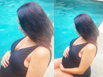 The Bollywood actress was seen enjoying in the pool with baby bump, pregnancy glow appeared on her face | बेबी बंपसोबत पूलमध्ये एन्जॉय करताना दिसली बॉलिवूडची ही अभिनेत्री, चेहऱ्यावर दिसला प्रेग्नेंसी ग्लो