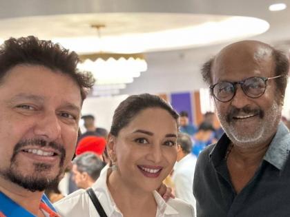 madhuri dixit shared photo with rajinikanth praises him with a great caption | "कह दो उत्तर वालो से..." माधुरी दीक्षितने थलायवासोबत शेअर केला Photo, कॅप्शन आहे खास