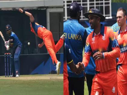 T20 World cup 2024 Netherlands beat Sri Lanka by 20 runs in warm-up match  | Netherlands vs Sri Lanka : वर्ल्ड कपच्या सुरुवातीलाच मोठा उलटफेर; नेदरलँड्सने श्रीलंकेचा उडवला धुव्वा