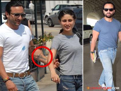 Saif Ali Khan covers his famous 'Kareena' tattoo Pic goes viral | सैफ-करिनामध्ये खरंच बिनसलंय? अभिनेत्यानं हटवला करिनाच्या नावाचा टॅटू; सोशल मीडियावर होतीये घटस्फोटाची चर्चा