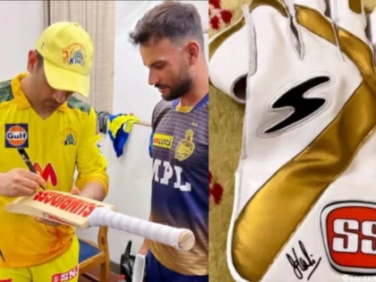 IPL 2021 Sheldon Jackson gets his bat and keeping gloves autographed by MS Dhoni | IPL 2021: शेल्डन जॅक्सनचं स्वप्न पूर्ण झालं, महेंद्रसिंग धोनीनं दिलं खास गिफ्ट!