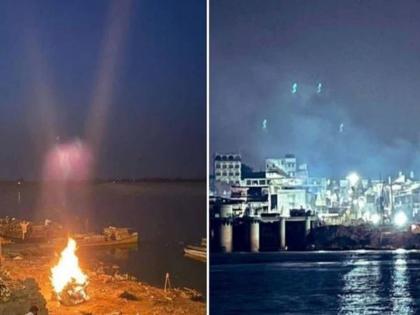 supernatural figures seen on top of pyres at manikarnika ghat varanasi everyone stunned | वाराणसीच्या घाटावर पेटणाऱ्या चितांवर दिसल्या लक्षवेधी आकृत्या; पाहून सारेच चक्रावले