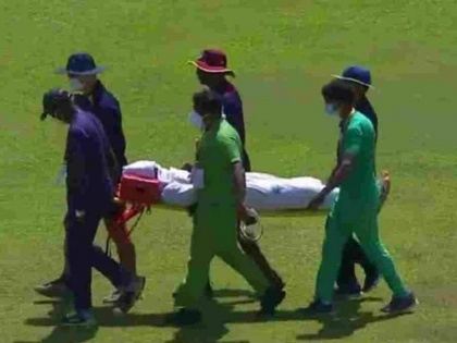 West Indies player Jeremy Solozano is being stretched off and taken to hospital from ambulance during Galle Test | WI vs SL: मोठी बातमी! कॅरेबियन खेळाडूच्या चेहऱ्यावर आदळला चेंडू, स्ट्रेचरवरुन न्यावं लागलं रुग्णालयात; पाहा Video
