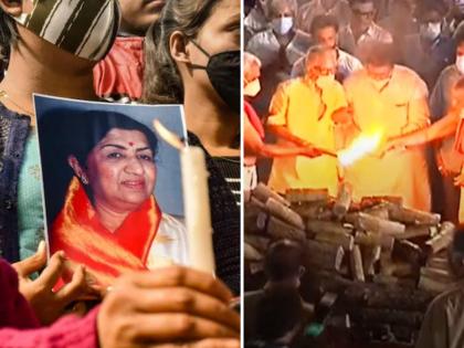 Legendary singer Lata Mangeshkar cremated with state honours in Mumbai | Lata Mangeshkar: 'तेरा साया साथ होगा...'; लता मंगेशकर अनंतात विलीन, 'आवाज ही पहचान' मागे ठेवून स्वरसम्राज्ञीची चिरनिद्रा