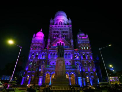 BMC headquarter illuminated in to spread awareness about huntington disease | हंटिंग्टन आजाराबद्दलच्या जनजागृतीसाठी महापालिका मुख्यालयावर निळ्या, जांभळी रोषणाई