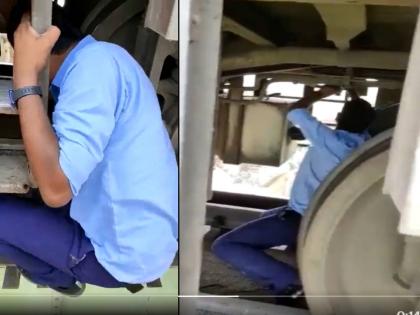 Alarm chain pulled train stopped on river bridge motorman had to do life threatening work Watch video | VIDEO: गरज नसताना ट्रेनची चेन खेचू नका; मोटरमनला काय दिव्य करावं लागलं पाहा! धाडसाला सलाम