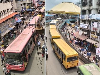 traffic at satis bridge of thane station due to malfunction of ST bus | ठाणे स्टेशनच्या सॅटीस पुलावर एसटी बसच्या नादुरूस्तीमुळे वाहतूक कोंडी; प्रवाशांचे हाल!