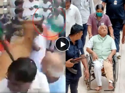 cow tramples on former deputy cm of gujarat in tiranga yatra watch | तिरंगा यात्रेत भाजपाच्या बड्या नेत्यावर गायीचा हल्ला, पाय फ्रॅक्चर; पाहा घटनेचा थरारक Video