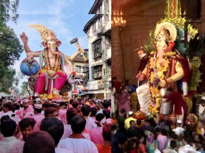 Ganesh Visarjan 2022 mumbai and pune ganesh procession began across the state lalbaugcha raja visarjan | Ganesh Visarjan 2022: बाप्पा आज्ञा असावी... राज्यभरात गणेश विसर्जन मिरवणुकीला सुरुवात; मुंबईचा राजा निघाला, पुण्यातही जल्लोष!