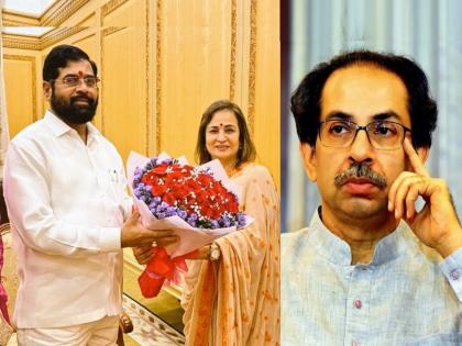 Smita Thackeray reaches BKC for cm eknath shinde dussehra melava | Smita Thackeray: बाळासाहेबांच्या सूनबाई BKC मध्ये पोहोचल्या, स्मिता ठाकरे शिंदेंच्या व्यासपीठावर! म्हणाल्या...