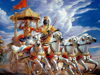 Geeta Jayanti 2022 : Why did the chariot on which Shri Krishna recited Bhagavad Gita get burnt as soon as Shri Krishna got down? Read on! | Geeta Jayanti 2022: ज्या रथावर उभे राहून श्रीकृष्णांनी भगवद्गीता सांगितली तो रथ श्रीकृष्ण उतरताच भस्म का झाला? वाचा!