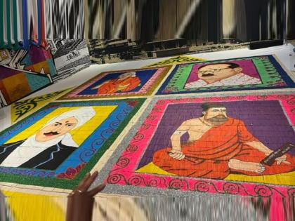 A magnificent rangoli made with 26 thousand sticks of ice cream; An Indian woman, her daughter set another record | आइस्क्रीमच्या 26 हजार कांड्यांनी साकारली भव्य रांगोळी; भारतीय महिला, तिच्या मुलीने केला आगळा विक्रम