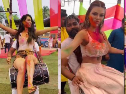 Baby ko dhol pasand hai A new trend was seen in Holi actresses danced on a drum video went viral | बेबी को ढोल पसंद है! होळीत पाहायला मिळाला नवा ट्रेंड, अभिनेत्रींनी ढोलवर बसून केली धमाल, Video व्हायरल