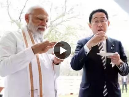 Watch Japanese PM Fumio Kishida tries gol gappe with PM Modi in Delhi | VIDEO: खट्टा मीठा तीखा...! जपानच्या पंतप्रधानांचा दिल्लीत PM मोदींसोबत पाणीपुरीवर ताव, लस्सीही प्यायले