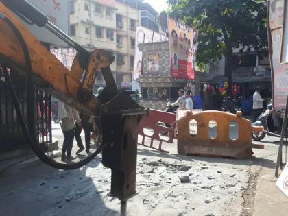 Demolition works of good road in mhada colony in savarkar nagar in thane | सावरकर नगरमध्ये म्हाडा वसाहतीमधील चांगला रस्ता तोडण्याचे कामे