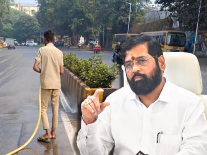 1000 water tankers to wash Mumbai roads CM eknath Shinde instructions For pollution control | मुंबईतील रस्ते धुण्यासाठी १००० पाण्याचे टँकर्स, मुख्यमंत्री शिंदेंच्या सूचना; 'वर्षा'वर बैठक