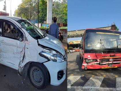 Extreme hurry leads to death! speedy Car which broken signal hit to TMT bus | अति घाई संकटात नेई! सिग्नल तोडून भरधाव जाणाऱ्या कारची TMT बसला धडक