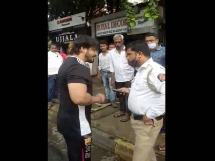 in miraroad man who threatens police constable on road starts crying after arrest | VIDEO: पोलिसांचा बाप काढणाऱ्याला खाकी वर्दीचा इंगा; रस्त्यावर 'वर्दी उतरव' म्हणणारा अटकेनंतर ढसाढसा रडला