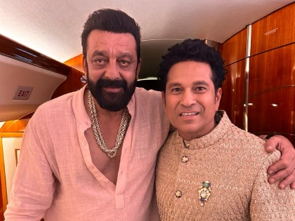 Sanjay Dutt poses with Sachin Tendulkar after attending Anant Ambani's pre-wedding bash | संजय दत्तने सचिन तेंडुलकरचा 'लिजेंड' असा केला उल्लेख, सोशल मीडियावर शेअर केला फोटो