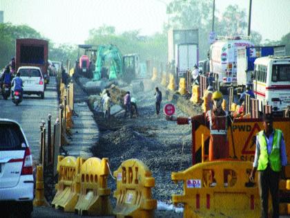 The impact of traffic on the work of bridge repair, traffic congestion due to slow construction | पूल दुरुस्तीच्या कामाचा वाहतुकीवर परिणाम, शिरवणेत धिम्या कामामुळे वाहतूककोंडी