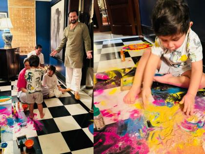 Kareena Kapoor shared a special photo, Jeh was seen playing with Rangoli | करीना कपूरने शेअर केले खास फोटो, रांगोळीसोबत खेळताना दिसला जेह