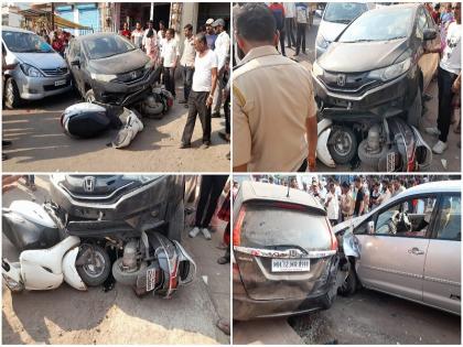 bizarre accident involving four vehicles two bikes collided with two cars | निरेत चार वाहनांचा विचित्र अपघात; दोन कार आणि दोन दुचाकींची धडक