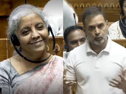 budget 2024 lok sabha Rahul gandhi says The finance minister is smiling Nirmala Sitharaman laughed at which statement of Rahul Gandhi in Parliament | "अर्थमंत्री हसत आहेत..., कमाल आहे..."! संसदेत राहुल गांधींच्या कोणत्या विधानावर हसल्या निर्मला सीतारमन?