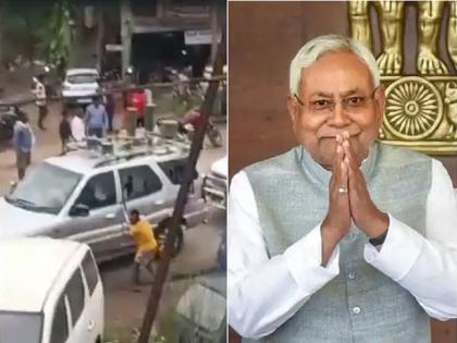 stones pelted on cm nitish kumars convoy in patna | मुख्यमंत्री नितीश कुमार यांच्या ताफ्यावर दगडफेक, वाहनांच्या काचा फोडल्या