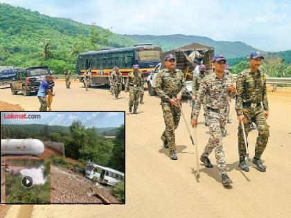 Police on duty for fifteen hours after minibus collided with gas tanker at Nivali Ratnagiri on Mumbai Goa highway | Ratnagiri: गॅसवाहू टँकर-मिनी बसच्या अपघातानंतर पंधरा तास पोलिस ‘ऑन ड्युटी’, एक कि.मी. परिसरात होती प्रवेश बंदी Police on duty for fifteen hours after minibus collided with gas tanker at Nivali Ratnagiri on Mumbai Goa highway | Ratnagiri: गॅसवाहू टँकर-मिनी बसच्या अपघातानंतर पंधरा तास पोलिस ‘ऑन ड्युटी’, एक कि.मी. परिसरात होती प्रवेश बंदी