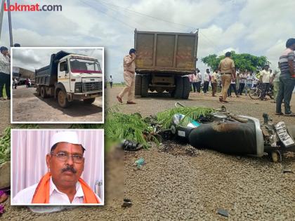 A dumper full of gravel overturned a bike; died on the spot after being run over, incident in Daund | खडीने भरलेल्या डंपरने दुचाकीला उडवले; अंगावरून गेल्याने जागीच मृत्यू, दौंडमधील घटना A dumper full of gravel overturned a bike; died on the spot after being run over, incident in Daund | खडीने भरलेल्या डंपरने दुचाकीला उडवले; अंगावरून गेल्याने जागीच मृत्यू, दौंडमधील घटना