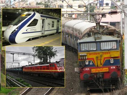 Water is all over the railway tracks Sinhagad Deccan Pragati Intercity Vande Bharat' delayed by 2 hours due to rain | रेल्वे रुळावर पाणीच पाणी; पावसामुळे सिंहगड, डेक्कन, प्रगती, इंटरसिटीसह, ‘वंदे भारत’ २ तास लेट