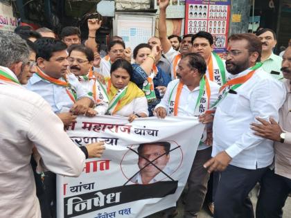 NCP agitation against Minister Mangalprabhat Lodha; The workers were detained by the police | मंगलप्रभात लोढांविरोधात राष्ट्रवादी काँग्रेसचं आंदोलन; कार्यकर्त्यांना पोलिसांनी घेतलं ताब्यात