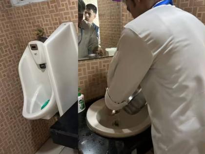 AFG vs NZ Test Noida stadium staff found washing utensils in toilet wash basin | BCCI चा गलथान कारभार; नोएडात स्टेडिअममध्ये वॉशरुमच्या पाण्याने धुतली जेवणाची भांडी