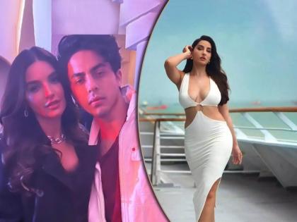 Shah rukh khan son aryan khan poses with pakistani actress Sadia khan amid dating rumours with Nora fatehi mistry behind photo | नोरासोबत डेटिंगच्या चर्चेदरम्यान SRKचा लेक आर्यनचा आणखी एक फोटो व्हायरल, ती मिस्ट्री गर्ल आहे तरी कोण?