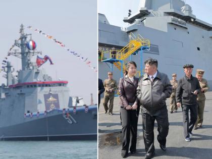 North Korea's new warship crashes while entering the water Kim Jong Un furious, threatens military with action | उत्तर कोरियाची नवीकोरी युद्धनौका पाण्यात जाताना कोसळली; किम जोंग उन भडकले, सैन्यालाच कारवाईची धमकी दिली North Korea's new warship crashes while entering the water Kim Jong Un furious, threatens military with action | उत्तर कोरियाची नवीकोरी युद्धनौका पाण्यात जाताना कोसळली; किम जोंग उन भडकले, सैन्यालाच कारवाईची धमकी दिली