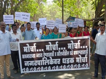 NRC workers march on KDMC office | एनआरसी कामगारांचा केडीएमसी कार्यालयावर मोर्चा