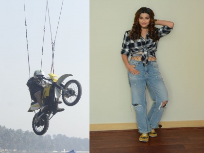 Nyra Banerjee performs an aerial bike stunt for Divya Drishti | नीरा बॅनर्जीने 'दिव्य दृष्टी' मालिकेत केला थरारक स्टंट