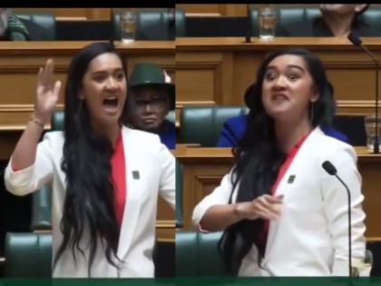 'Kantara' like dance in New Zealand's female MP Hana-Rawhiti Maipi-Clarke; Speech given by dancing, Video... | न्यूझीलंडच्या महिला खासदारात 'कांतारा' संचारला; नाचत दिले भाषण, Video...