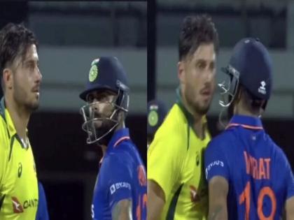 Ind Vs Aus: Virat Kohli deliberately collides with Marcus Stoinis during 3rd ODI, Australia star gives unforeseen reaction | विराट कोहली भिडला, स्टॉयनिस गप्प राहिला; सामन्यातील व्हिडिओ सोशल मीडियावर व्हायरल