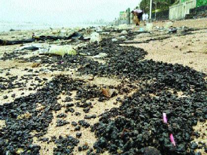 Juhu seaside oil tar ball | जुहू समुद्रकिनारी आॅइल टार बॉल