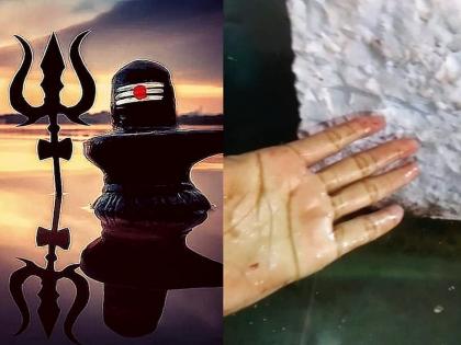 An oil-like substance oozing from the pillars of the Mahadev temple in Karmala Solapur; 'Miracle' from eight-ten days | महादेव मंदिराच्या खांबातून पाझरतोय तेलसदृश्य पदार्थ; आठ-दहा दिवसांपासून 'चमत्कार'