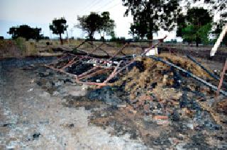 Burning of the granite damages two and a half lakhs | गोठा जाळल्याने अडीच लाखाचे नुकसान Burning of the granite damages two and a half lakhs | गोठा जाळल्याने अडीच लाखाचे नुकसान