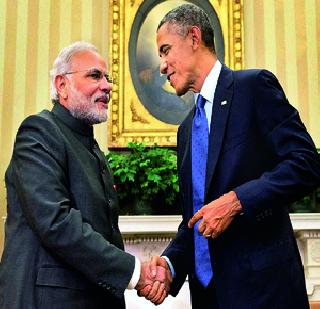 Modi-Obama's walk together | मोदी-ओबामांचे चले साथ साथ Modi-Obama's walk together | मोदी-ओबामांचे चले साथ साथ