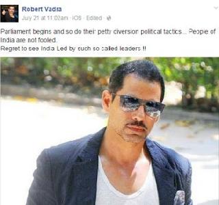 Scolds in Lok Sabha from Robert Vadra's Facebook post | रॉबर्ट वद्रांच्या फेसबुक पोस्टवरून लोकसभेत गदारोळ