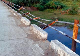 False fracture on the bridge of kutki | कुटकीच्या पुलावरील कठडे भग्न