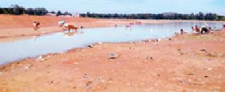 The pond drying in the Range area | रांगी परिसरातील तलाव कोरडे