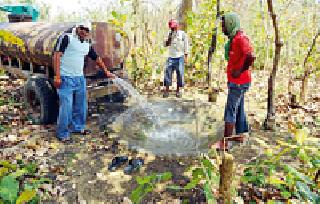 Water supply through tanker water | पाणवठ्यात टँकरद्वारे पाणी पुरवठा Water supply through tanker water | पाणवठ्यात टँकरद्वारे पाणी पुरवठा