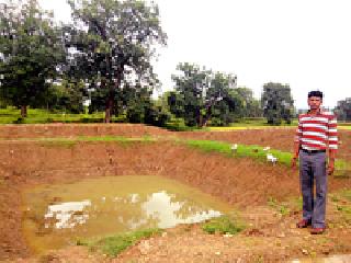 Planting on farmer's water | शेततळ्याच्या पाण्यावर केली रोवणी